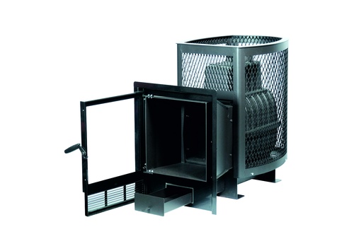 ЧУГУННАЯ ПЕЧЬ ДЛЯ БАНИ "Сибирь-22" ПРО. Панорамная дверца (сетка)