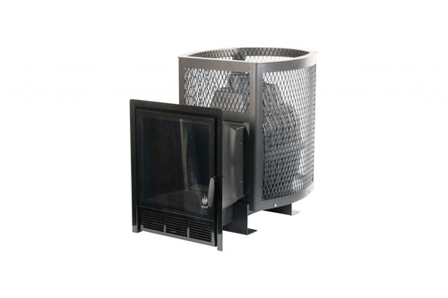 ЧУГУННАЯ ПЕЧЬ ДЛЯ БАНИ "Сибирь-24" ПРО. Панорамная дверца (сетка)