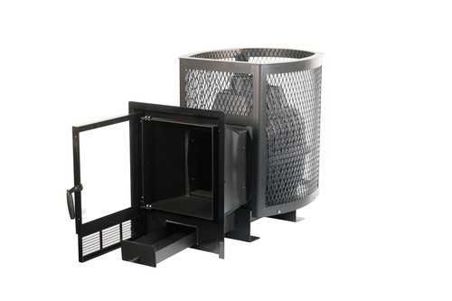 ЧУГУННАЯ ПЕЧЬ ДЛЯ БАНИ "Сибирь-24" ПРО. Панорамная дверца (сетка)